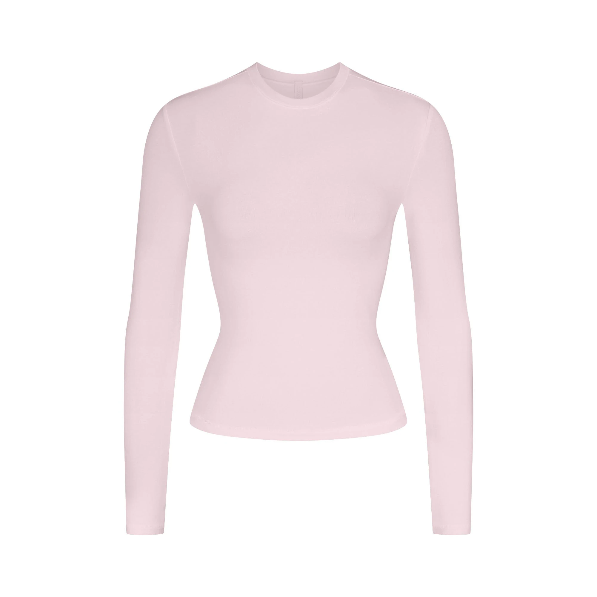 COTTON JERSEY LONG SLEEVE T-SHIRT | CHERRY BLOSSOM FLAT ON A WHITE BACKGROUND | FLT