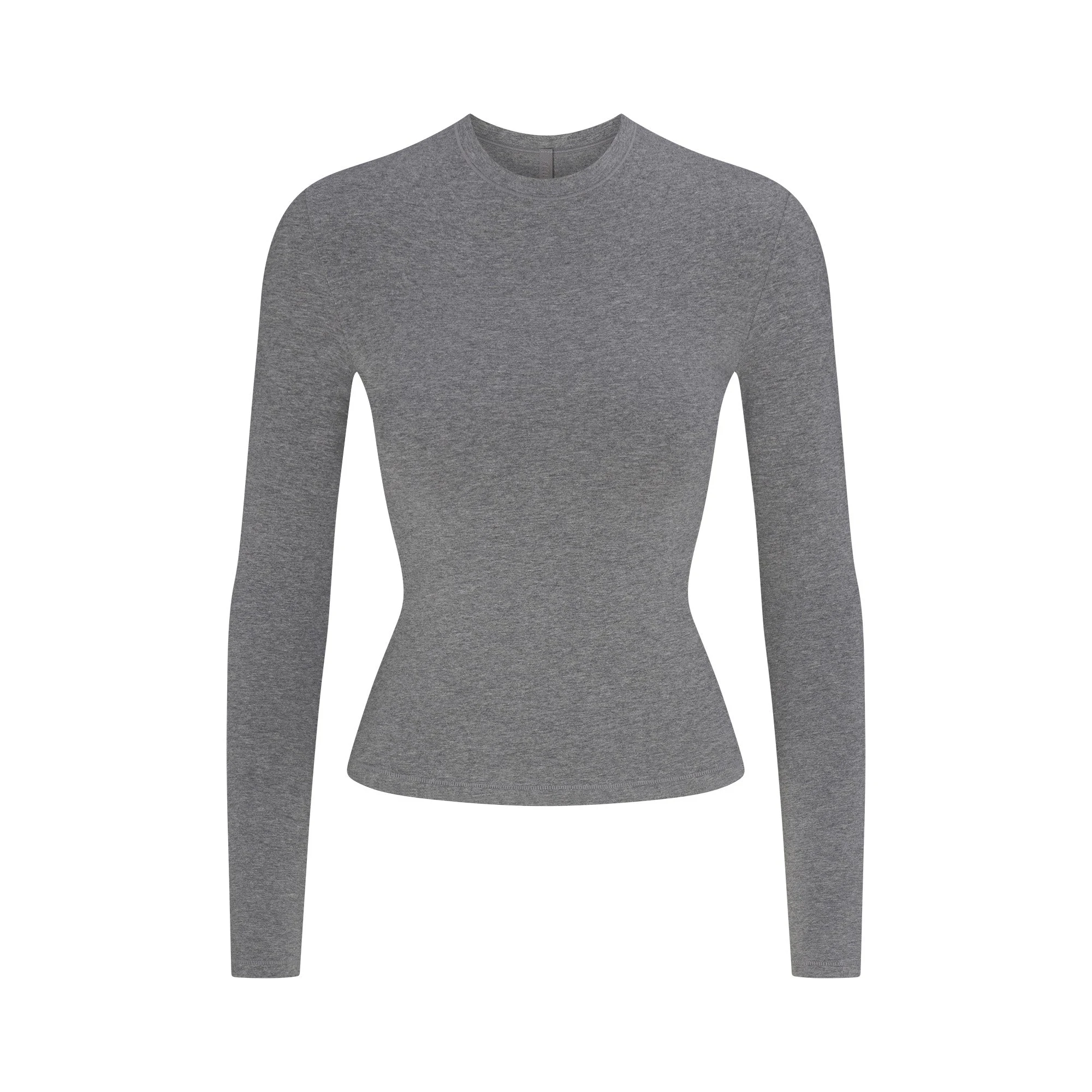 COTTON JERSEY LONG SLEEVE T-SHIRT | DARK HEATHER GREY FLAT ON A WHITE BACKGROUND | FLT