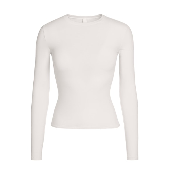 COTTON JERSEY LONG SLEEVE T-SHIRT | MARBLE FLAT ON A WHITE BACKGROUND | FLT