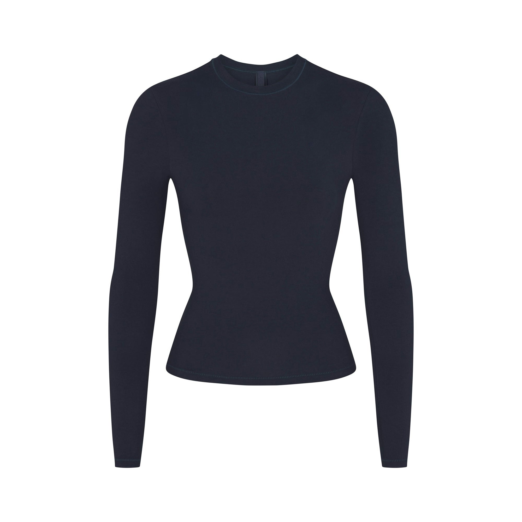 COTTON JERSEY LONG SLEEVE T-SHIRT ON A WHITE BACKGROUND