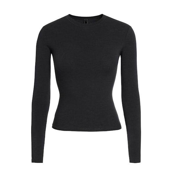 COTTON JERSEY LONG SLEEVE T-SHIRT | SOOT FLAT ON A WHITE BACKGROUND | FLT