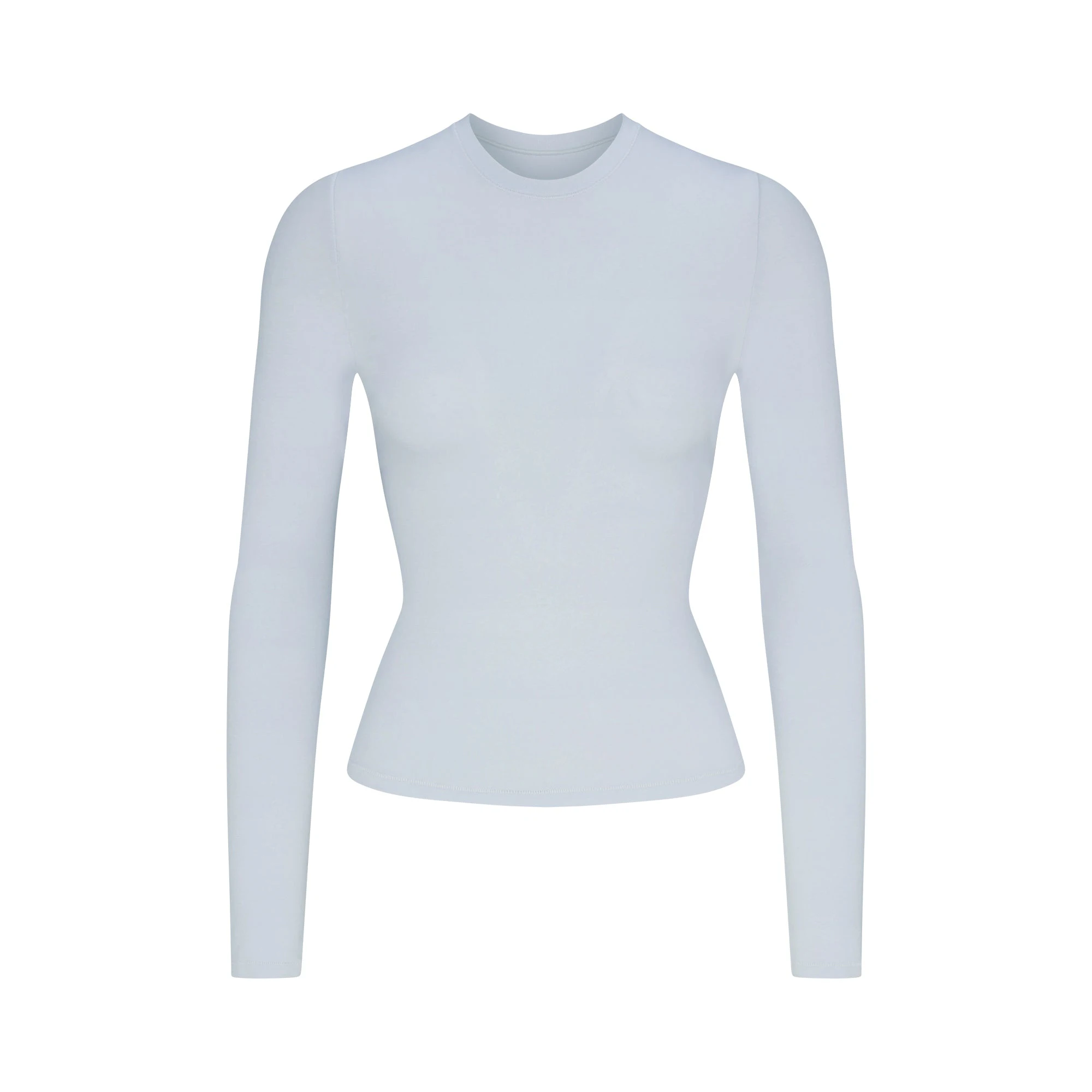 COTTON JERSEY LONG SLEEVE T-SHIRT | ZEN BLUE (LONG SLEEVE T-SHIRTS) FLAT ON A WHITE BACKGROUND | FLT
