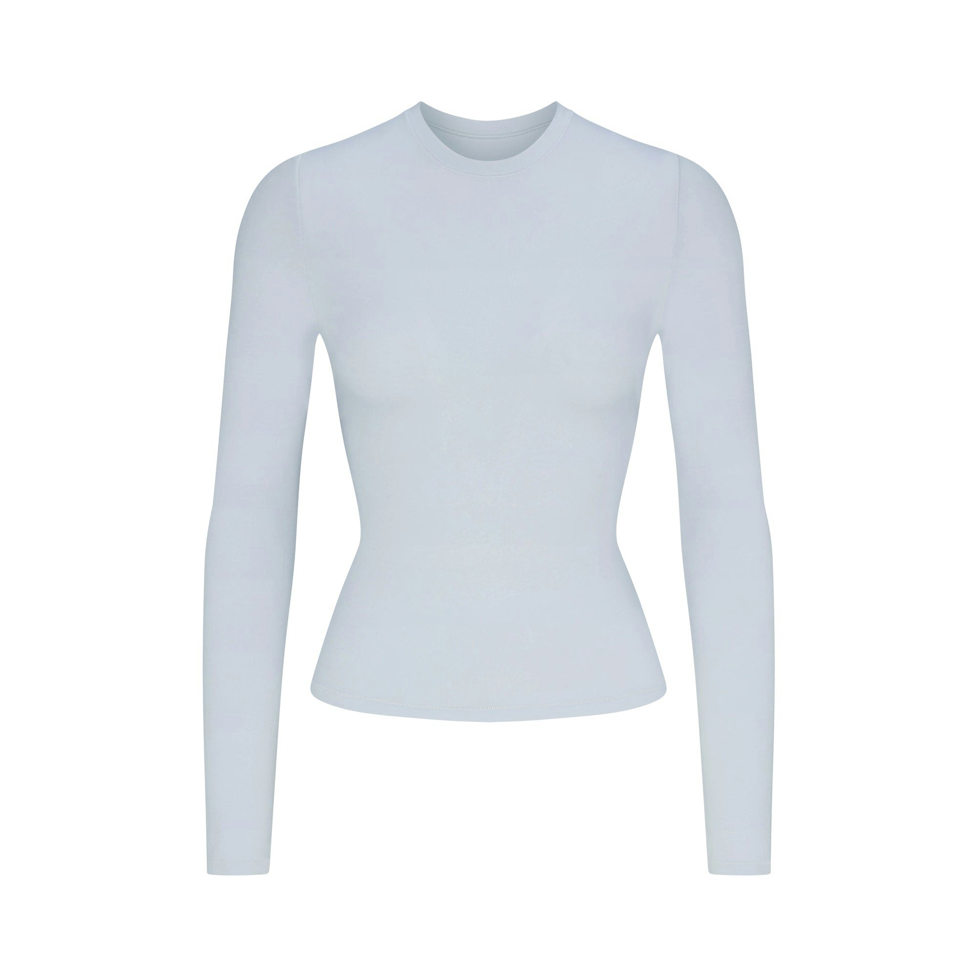 COTTON JERSEY LONG SLEEVE T-SHIRT | ZEN BLUE (LONG SLEEVE T-SHIRTS) FLAT ON A WHITE BACKGROUND | FLT