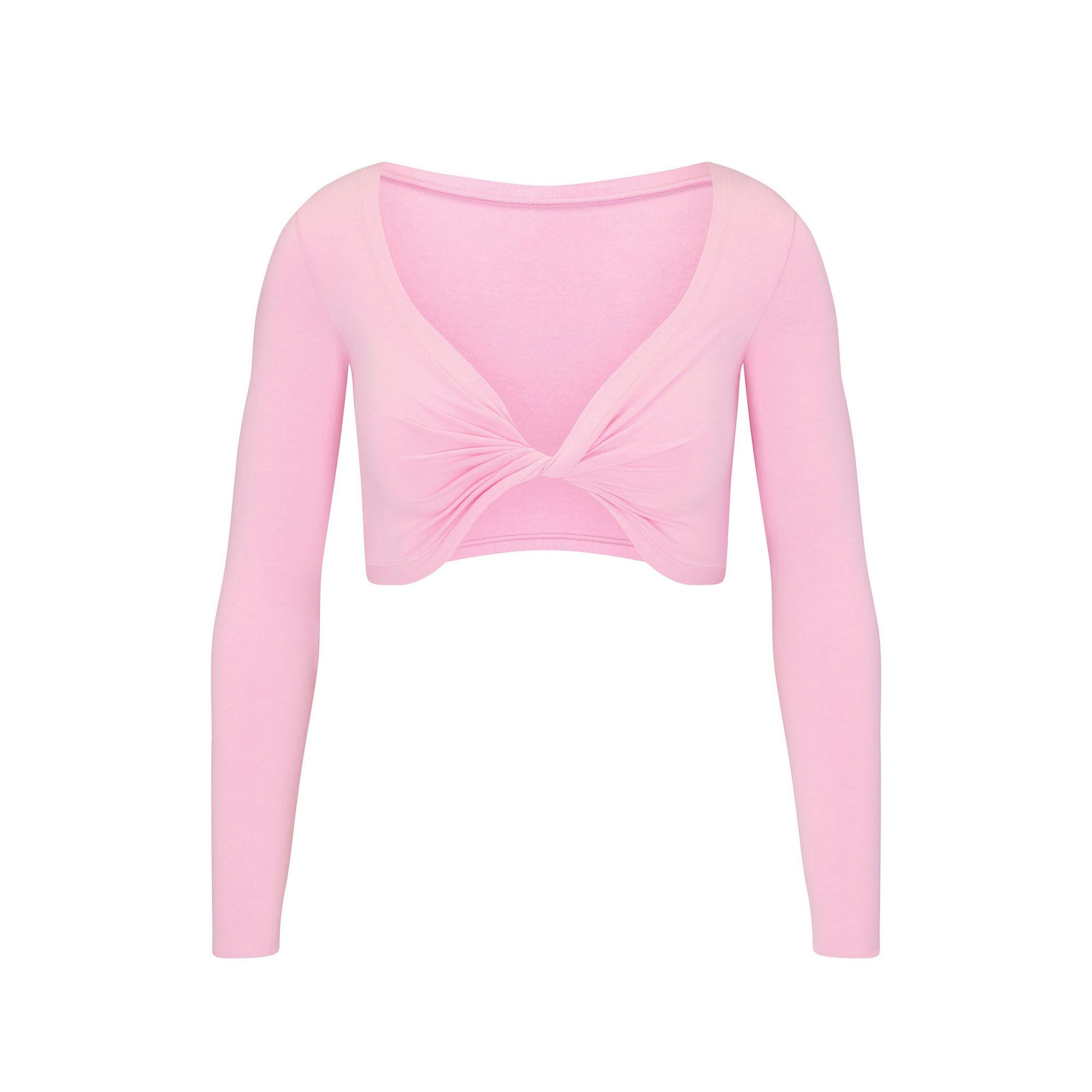COTTON TWIST LONG SLEEVE TOP | COTTON CANDY (LONG SLEEVE T-SHIRTS, TOPS)FLAT ON A WHITE BACKGROUND