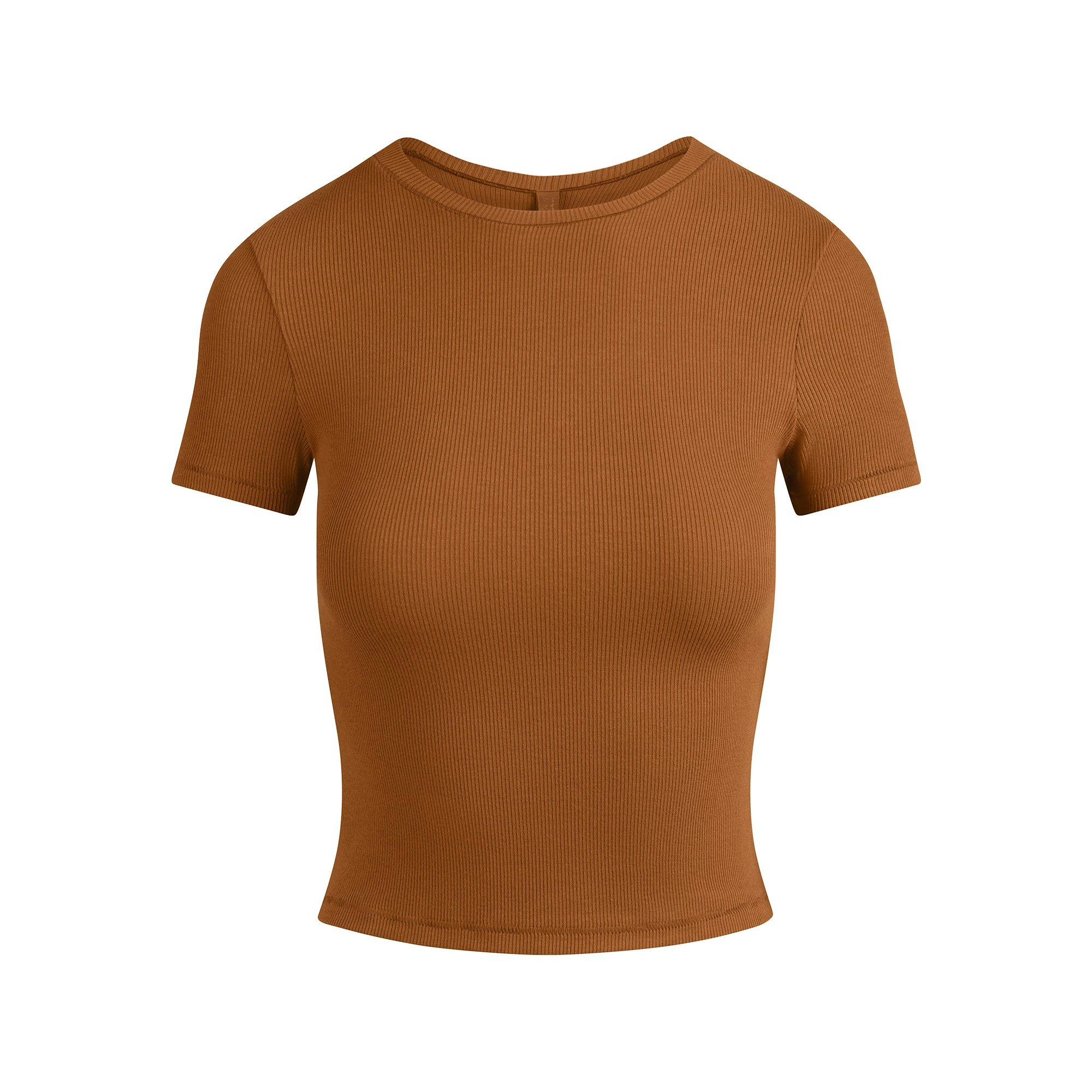 COTTON RIB T-SHIRT | CHAI FLAT ON A WHITE BACKGROUND | FLT