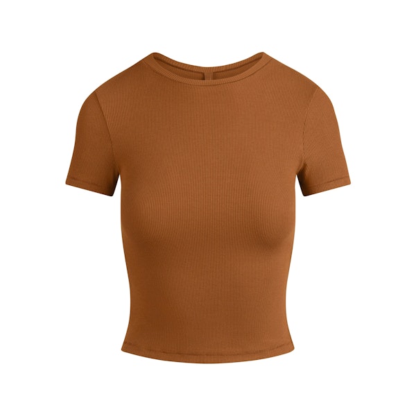 COTTON RIB T-SHIRT | CHAI FLAT ON A WHITE BACKGROUND | FLT