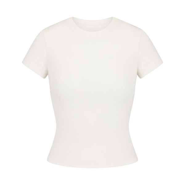 COTTON RIB T-SHIRT | MARBLE (T-SHIRTS, TOPS) LAYS FLAT ON A WHITE BACKGROUND | FLT