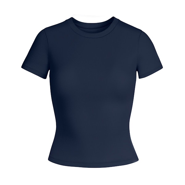 COTTON RIB T-SHIRT | NAVY FLAT ON A WHITE BACKGROUND | FLT
