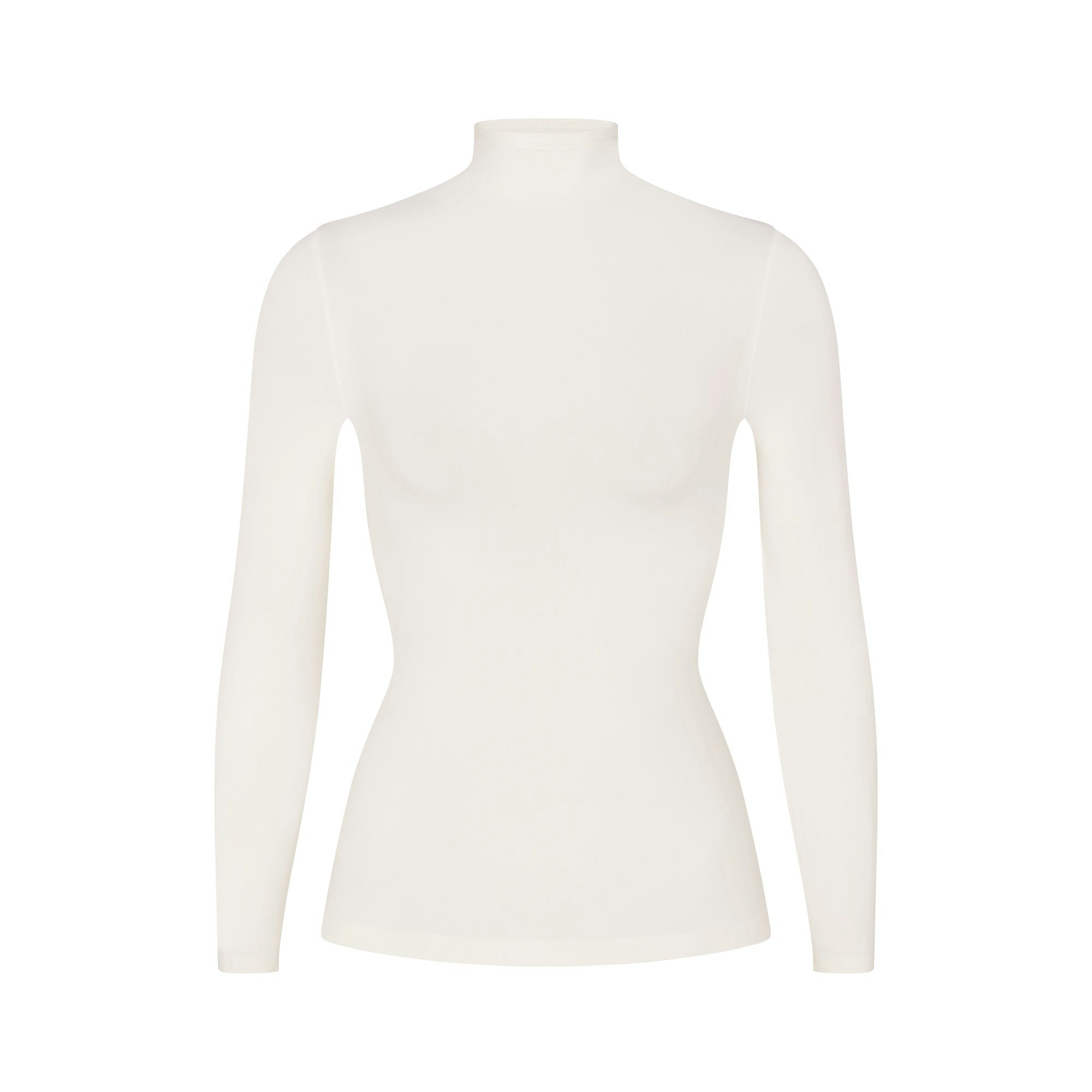 SOFT SMOOTHING SEAMLESS TURTLENECK TOP | MARBLE (TURTLENECK TOPS) LAYS FLAT ON A WHITE BACKGROUND | FLT