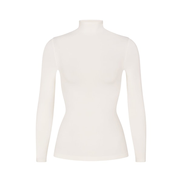 SOFT SMOOTHING SEAMLESS TURTLENECK TOP | MARBLE (TURTLENECK TOPS) LAYS FLAT ON A WHITE BACKGROUND | FLT