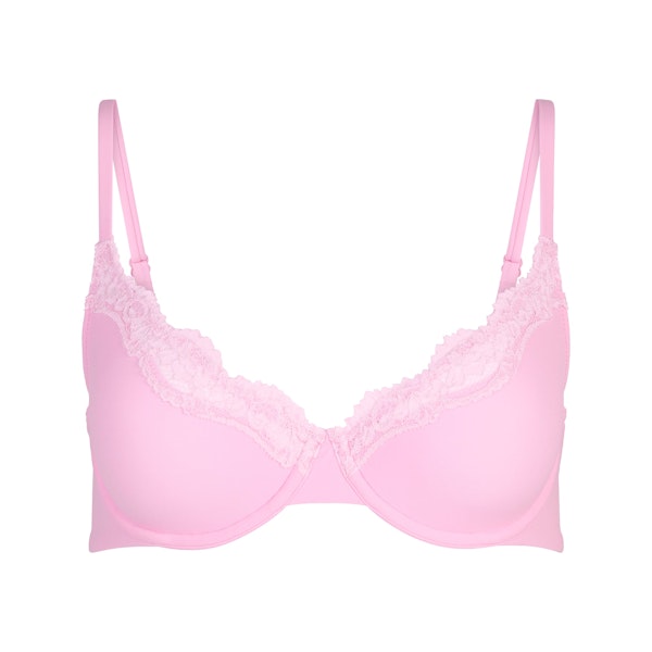 FITS EVERYBODY LACE UNLINED SCOOP BRA | BUBBLE GUM TONAL FLAT ON A WHITE BACKGROUND | FLT