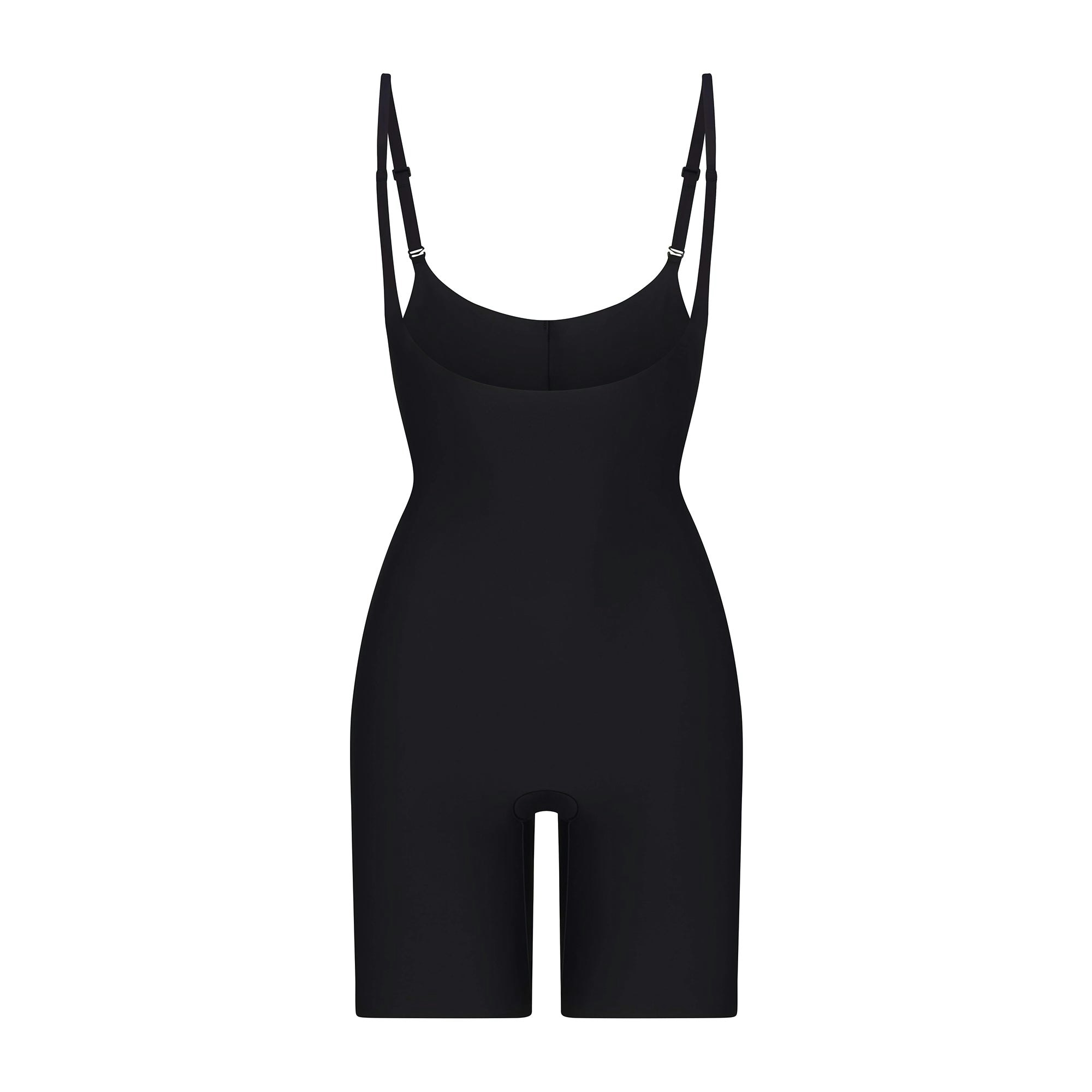 SKIMS BODY BUTT ENHANCING OPEN BUST PADDED BODYSUIT | ONYX FLAT ON A WHITE BACKGROUND | FLT | FLT