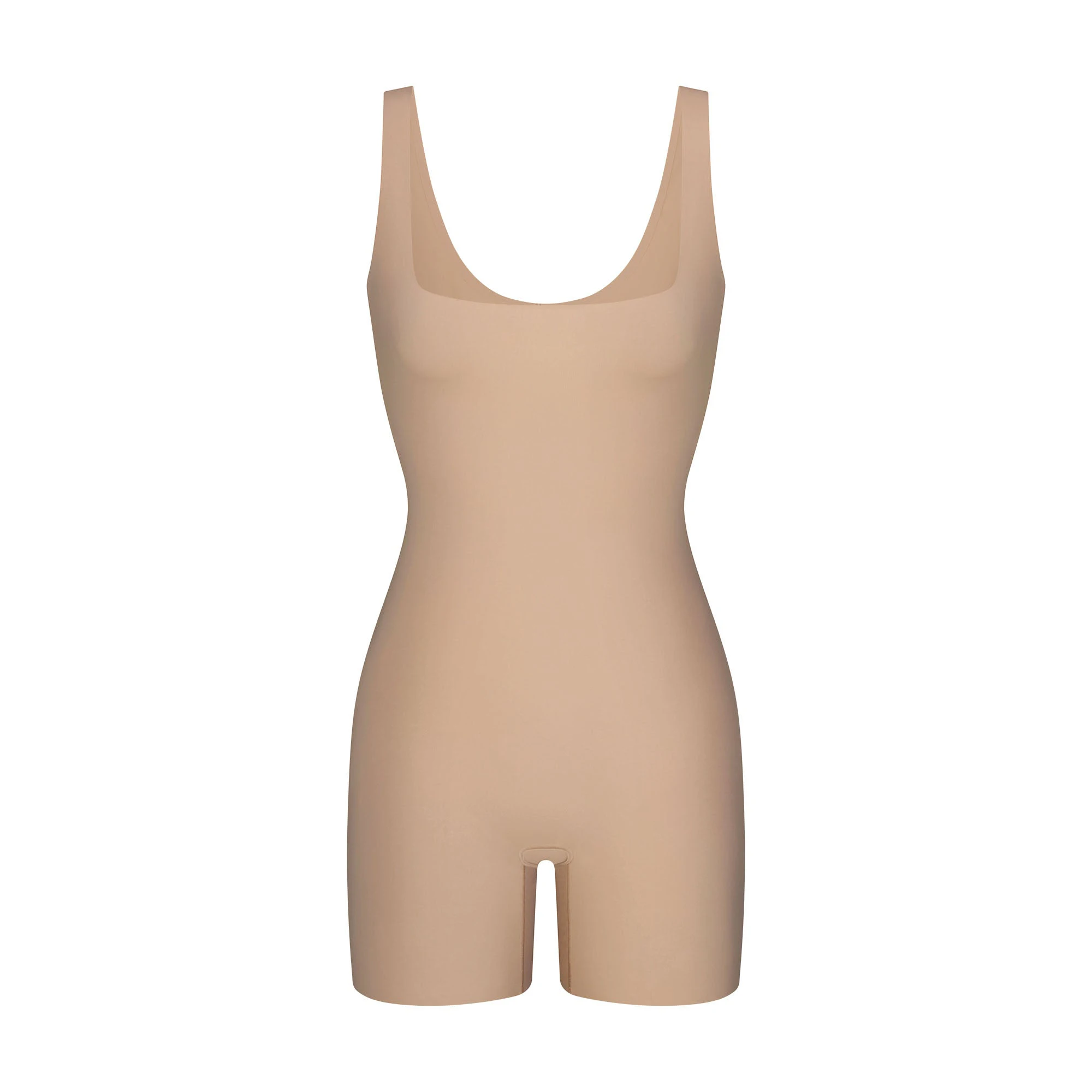 COOL SHAPEWEAR MID THIGH BODYSUIT | CLAY FLAT ON A WHITE BACKGROUND | FLT