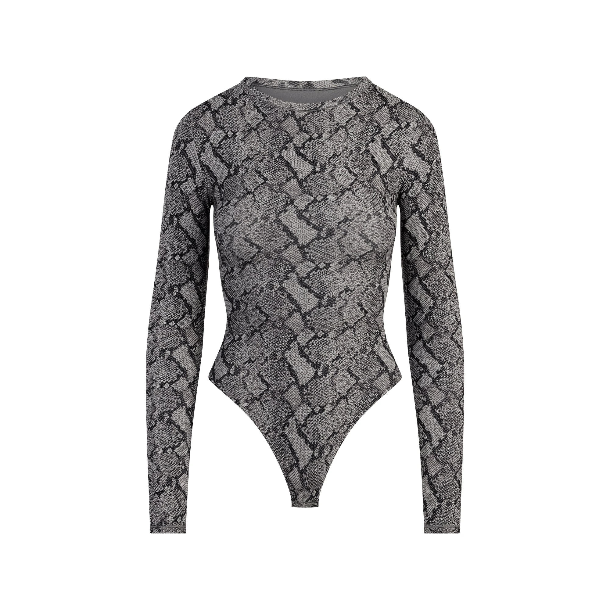 FITS EVERYBODY LONG SLEEVE CREW NECK BODYSUIT | SHADOW SNAKE PRINT FLAT ON A WHITE BACKGROUND | FLT