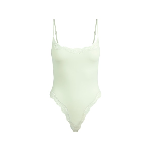 FITS EVERYBODY LACE CAMI BODYSUIT | SPEARMINT FLAT ON A WHITE BACKGROUND | FLT