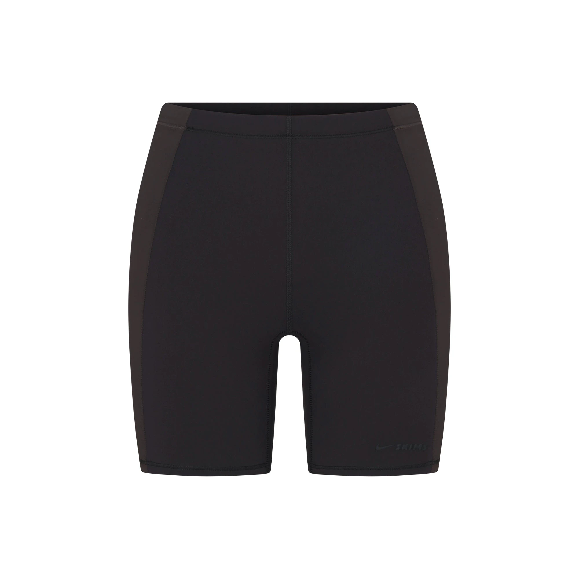 NikeSKIMS MATTE AND SHINE 5" BIKER SHORT | OBSIDIAN/IGNEOUS FLAT ON A WHITE BACKGROUND | FLT