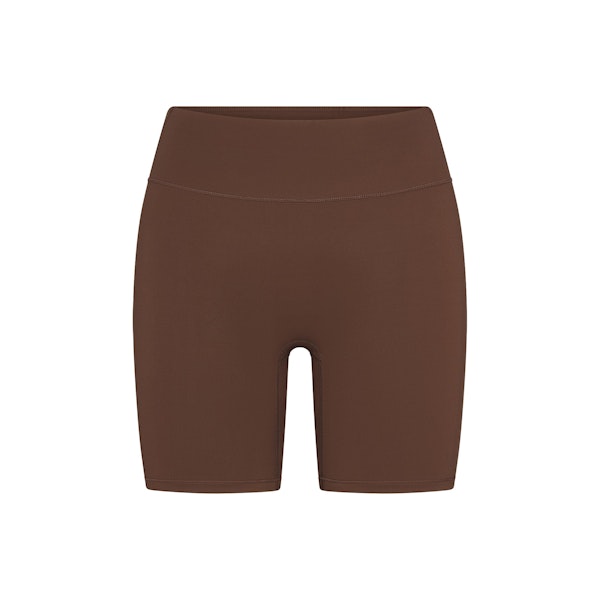 NikeSKIMS MATTE 5" BIKER SHORT | DARK SEPIA FLAT ON A WHITE BACKGROUND | FLT