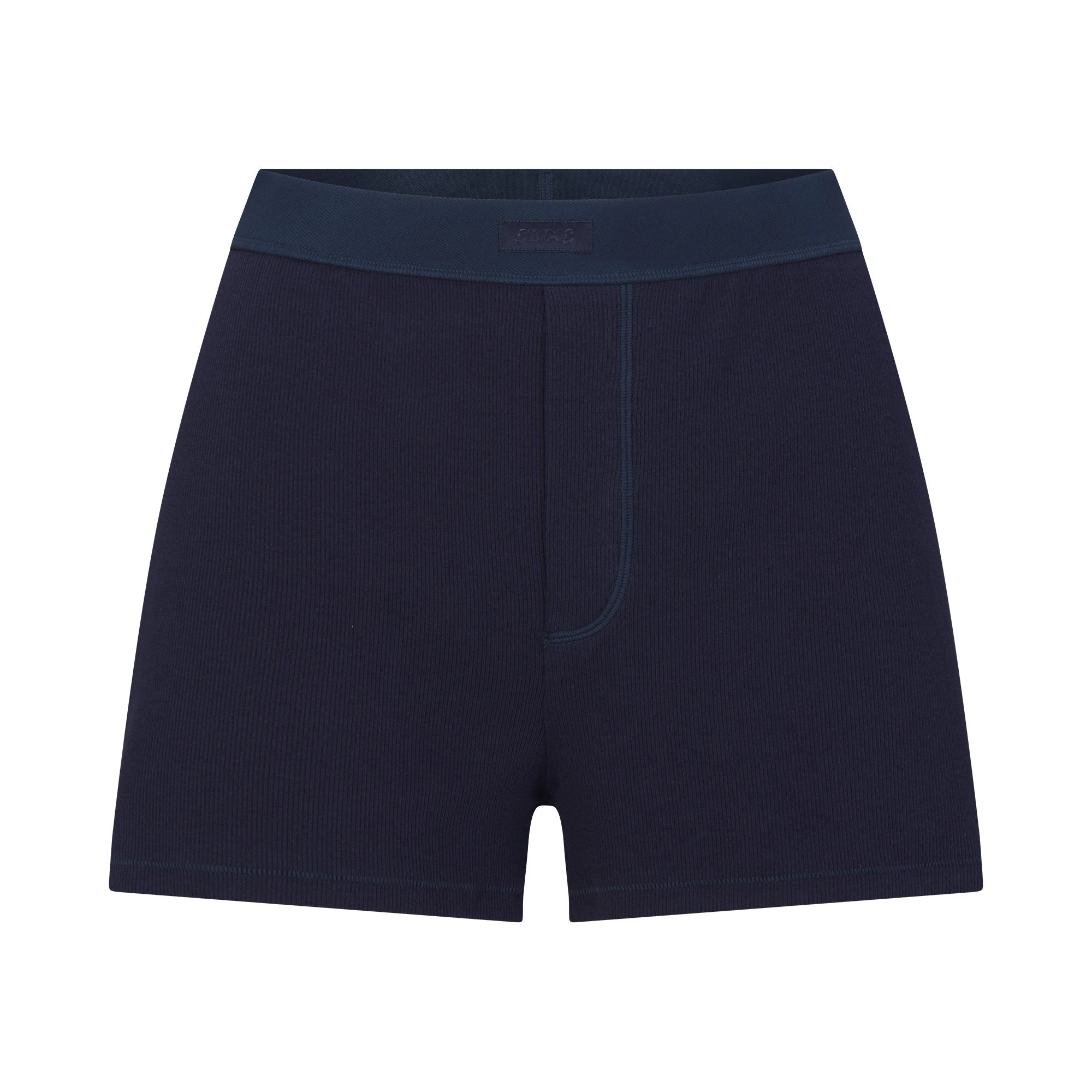 COTTON RIB LOOSE BOXER | NAVY FLAT ON A WHITE BACKGROUND | FLT