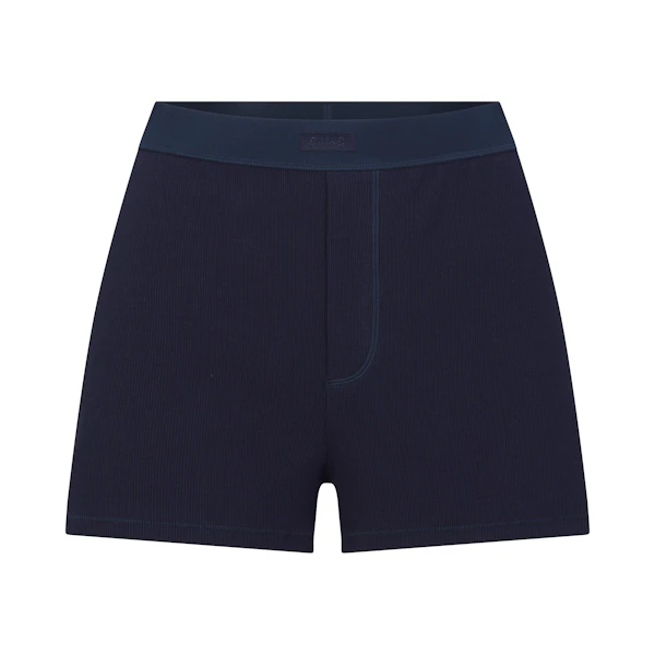 COTTON RIB LOOSE BOXER | NAVY FLAT ON A WHITE BACKGROUND | FLT