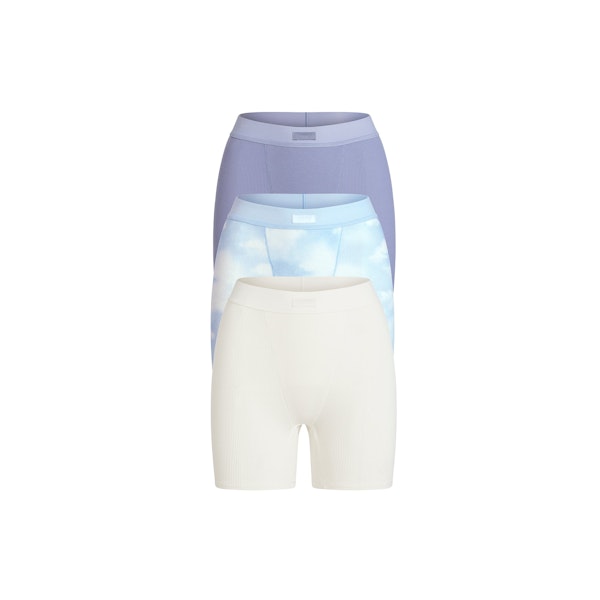 COTTON RIB BOXER 3-PACK | BLUE QUARTZ CLOUD MULTI FLAT ON A WHITE BACKGROUND | FOCUS: 0.9, 0.1, 0.7