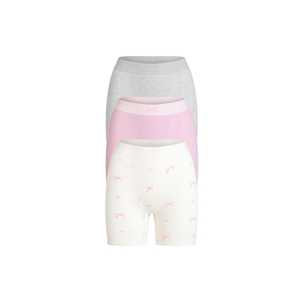 COTTON RIB BOXER 3-PACK | BABY PINK MULTI FLAT ON A WHITE BACKGROUND | FLT | FOCUS: 0.0, 1.0, 0.9