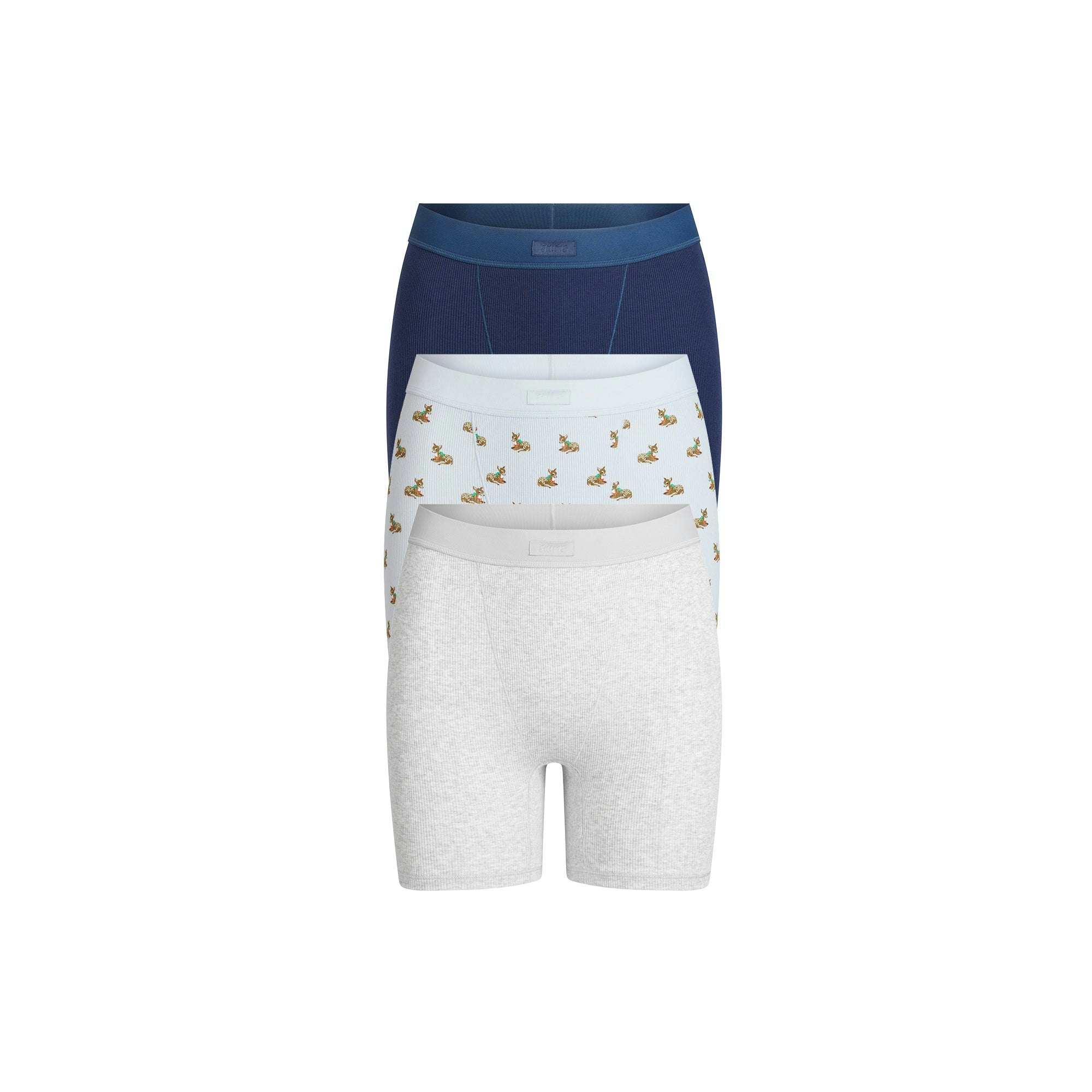 COTTON RIB BOXER 3-PACK | ZEN BABY DEER MULTI FLAT ON A WHITE BACKGROUND | FLT @ | FOCUS: 0.9, 0.1, 0.7