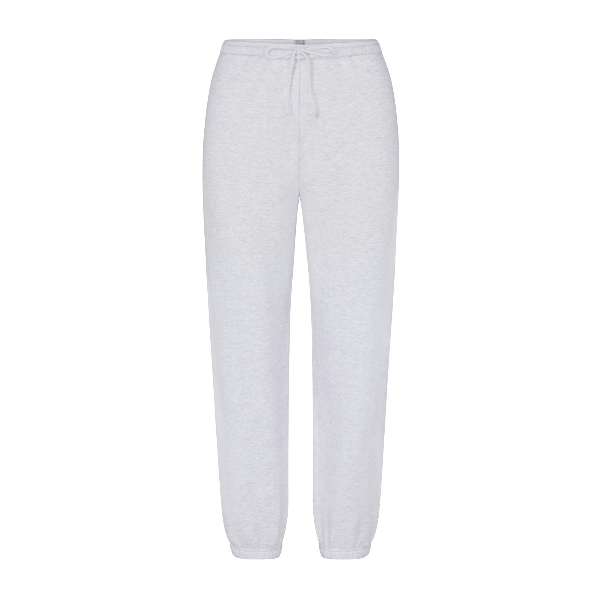 COTTON FLEECE JOGGER | LIGHT HEATHER GREY (JOGGERS, BOTTOMS) LAYS FLAT ON A WHITE BACKGROUND | FLT