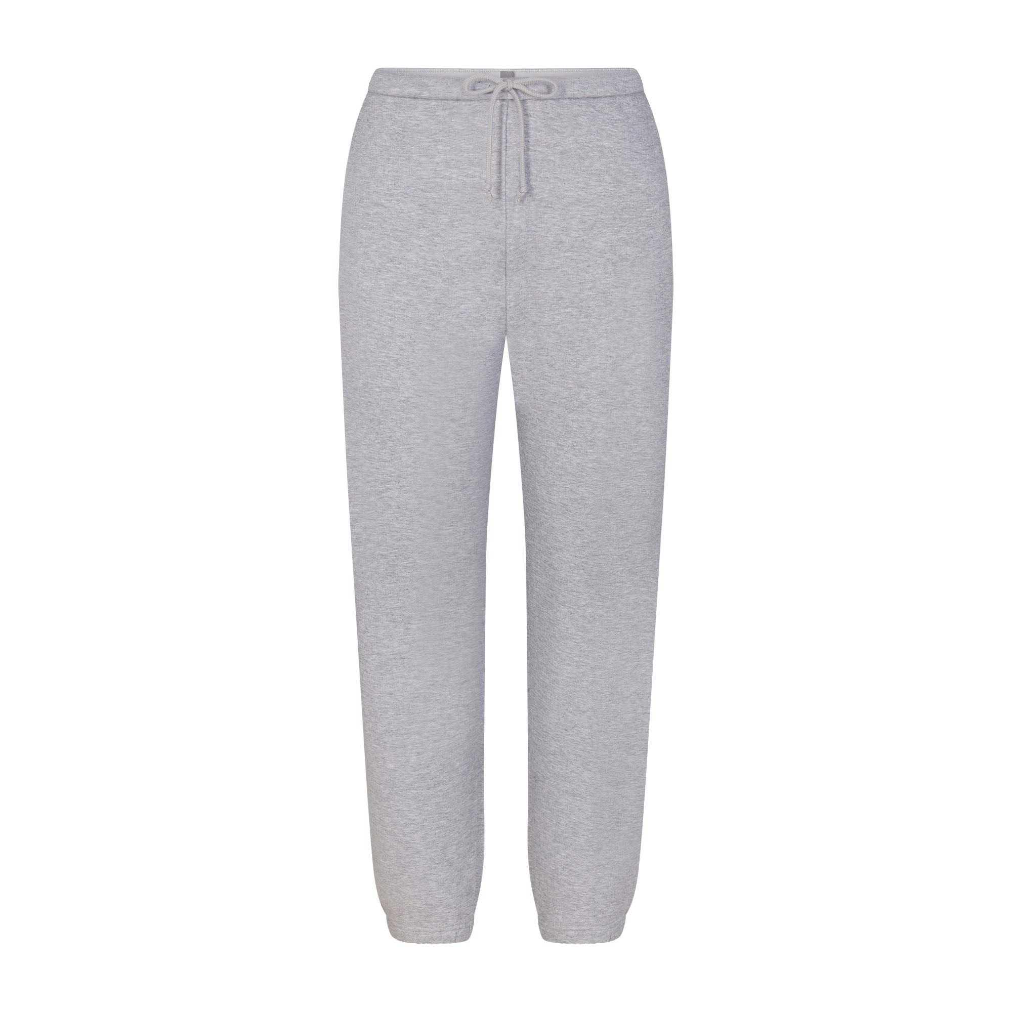 COTTON FLEECE CLASSIC JOGGER | HEATHER GREY (JOGGERS, BOTTOMS) LAYS FLAT ON A WHITE BACKGROUND