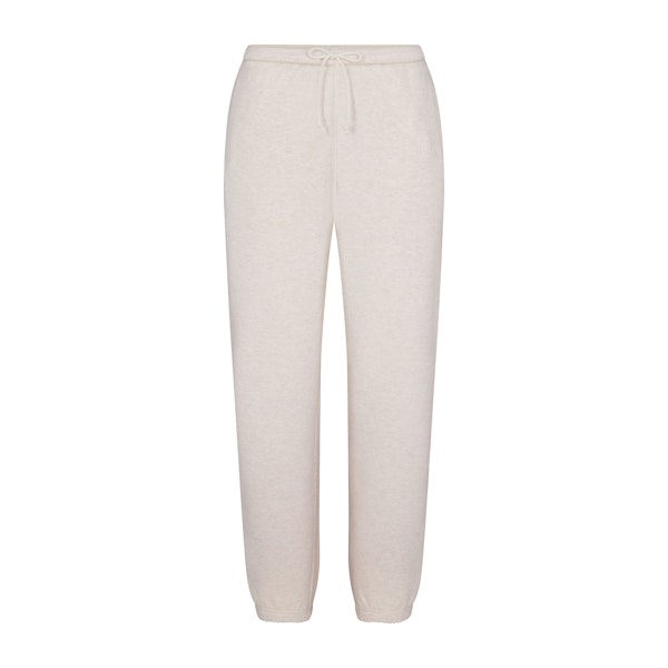 COTTON FLEECE CLASSIC JOGGER | HEATHER OATMEAL FLAT ON A WHITE BACKGROUND | FLT