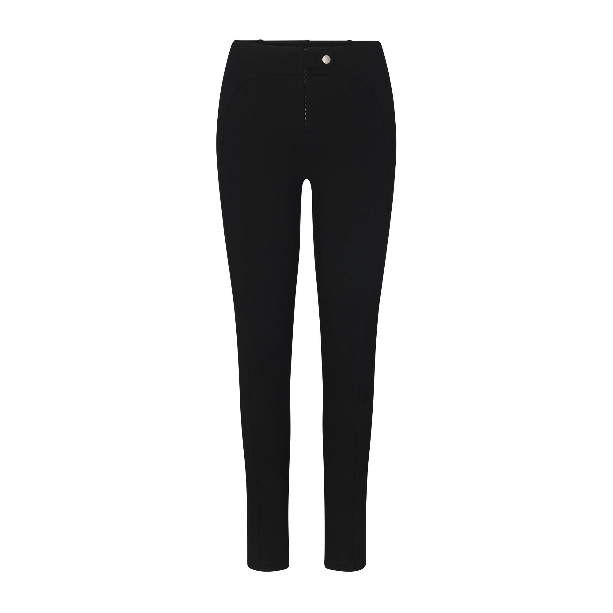 THE ESSENTIAL COLLECTION ZIP FRONT LEGGING | OBSIDIAN FLAT ON A WHITE BACKGROUND | FLT
