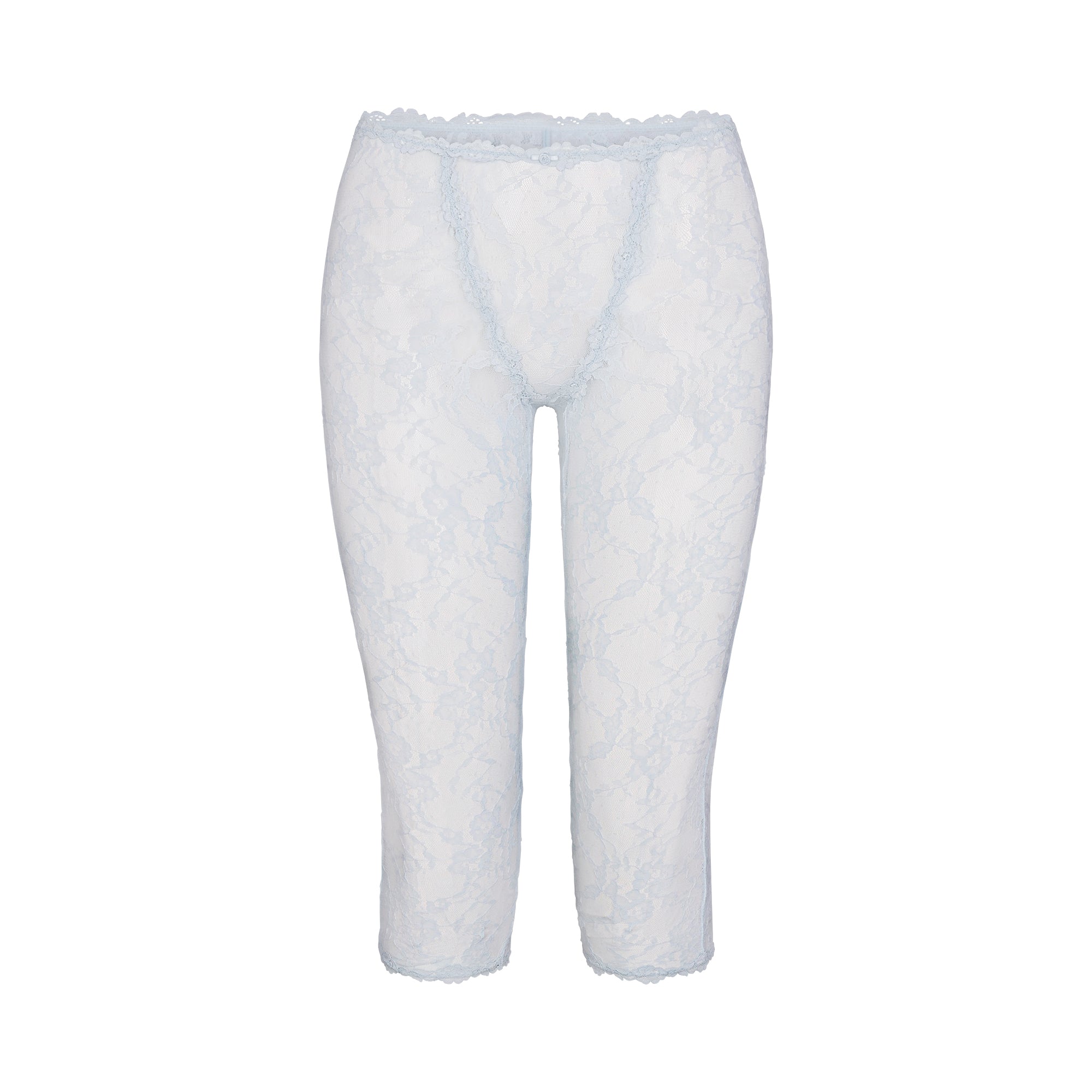 STRETCH LACE CAPRI | POWDER BLUE FLAT ON A WHITE BACKGROUND | FLT