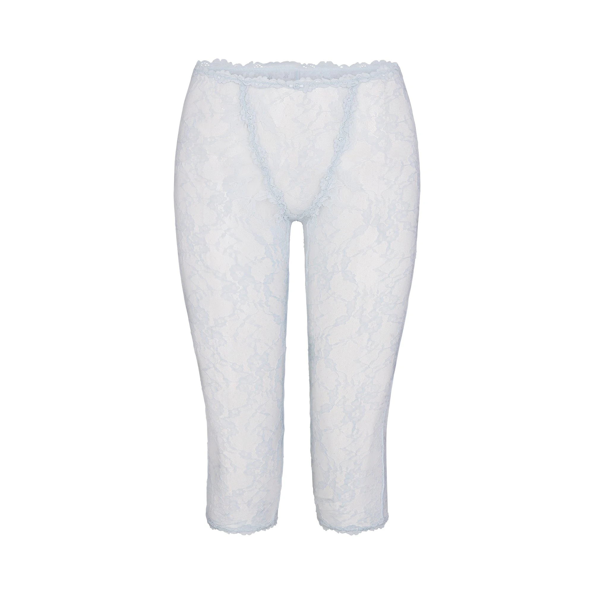 STRETCH LACE CAPRI | POWDER BLUE FLAT ON A WHITE BACKGROUND | FLT
