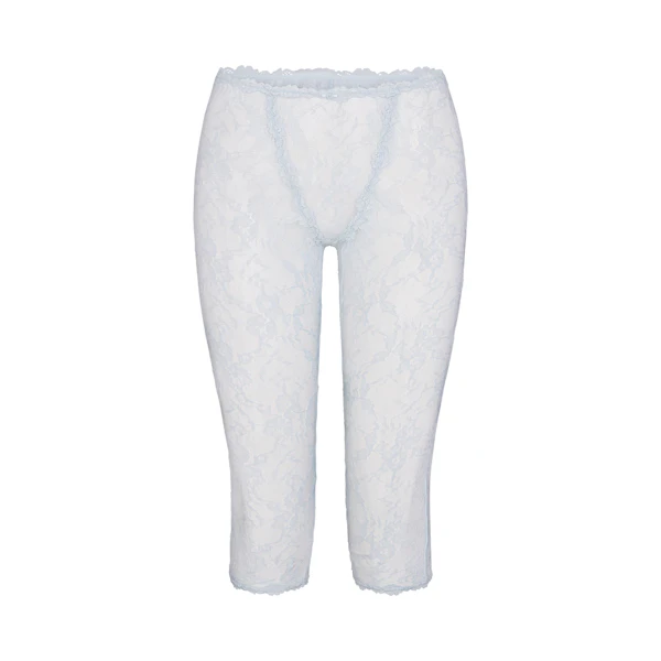 STRETCH LACE CAPRI | POWDER BLUE FLAT ON A WHITE BACKGROUND | FLT