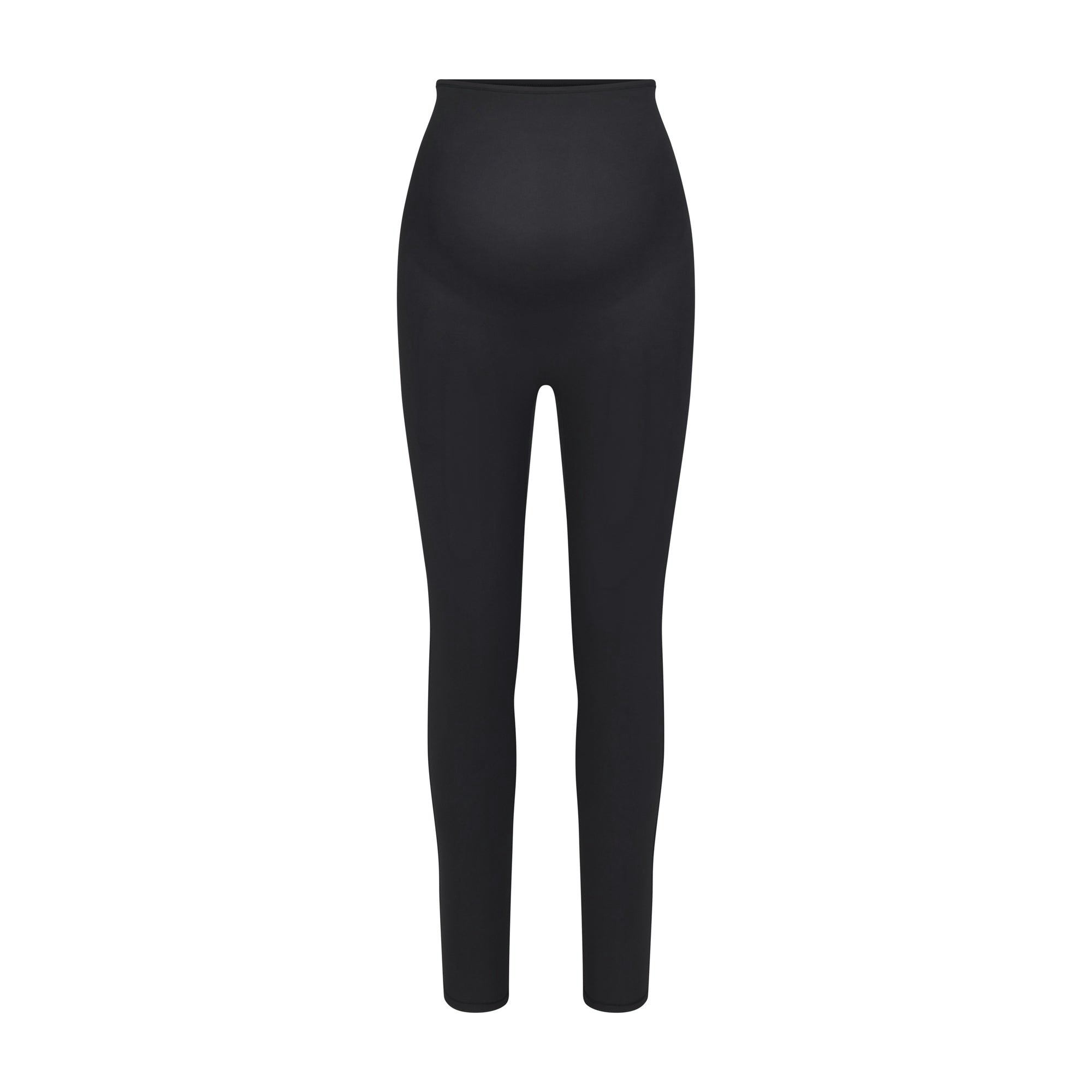 FITS EVERYBODY MATERNITY HIGH-WAISTED LEGGING | ONYX (LEGGINGS, BOTTOMS) LAYS FLAT ON A WHITE BACKGROUND | FLT