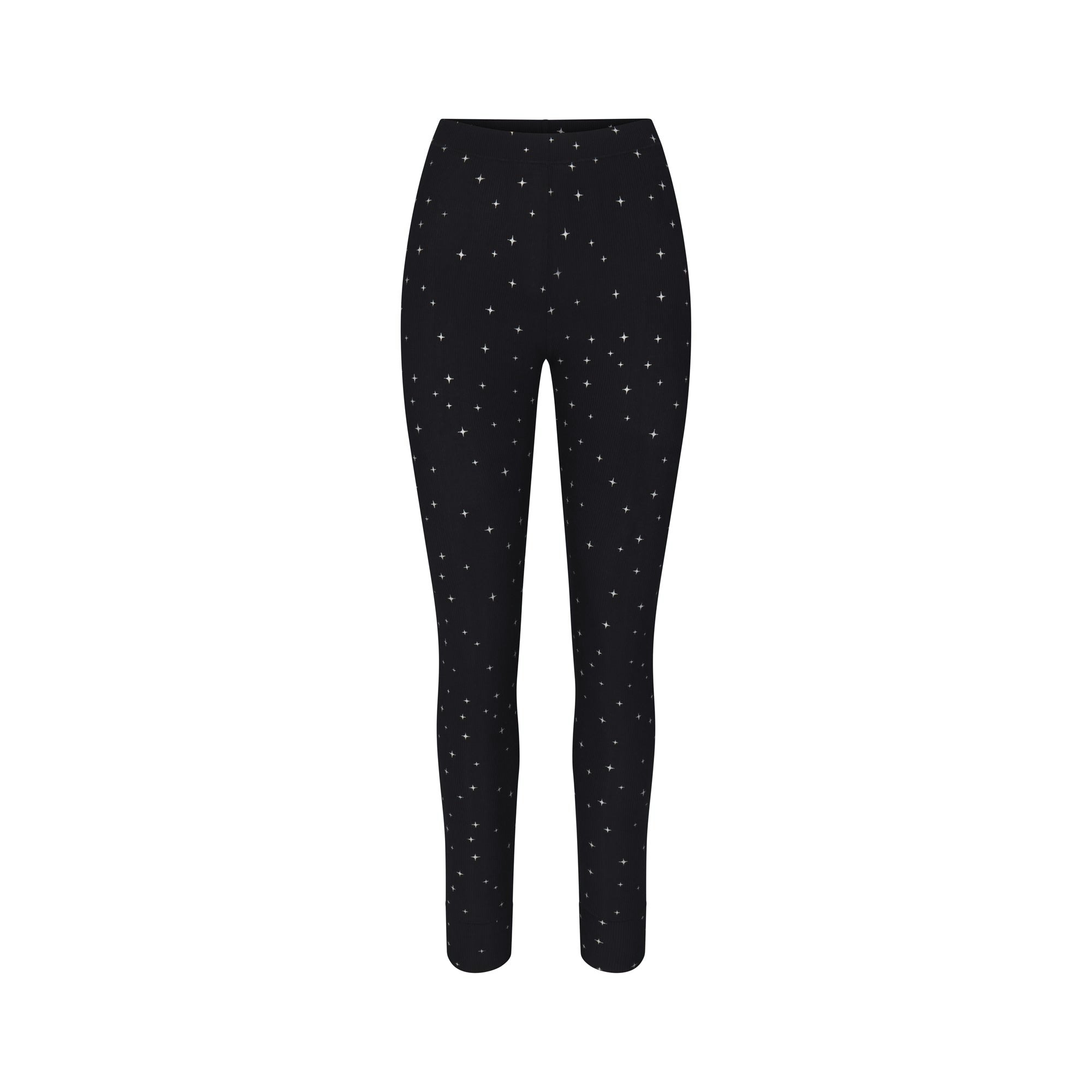 SOFT LOUNGE LEGGING | ONYX SPARKLE PRINT (LEGGINGS, BOTTOMS) LAYS FLAT ON A WHITE BACKGROUND | FLT