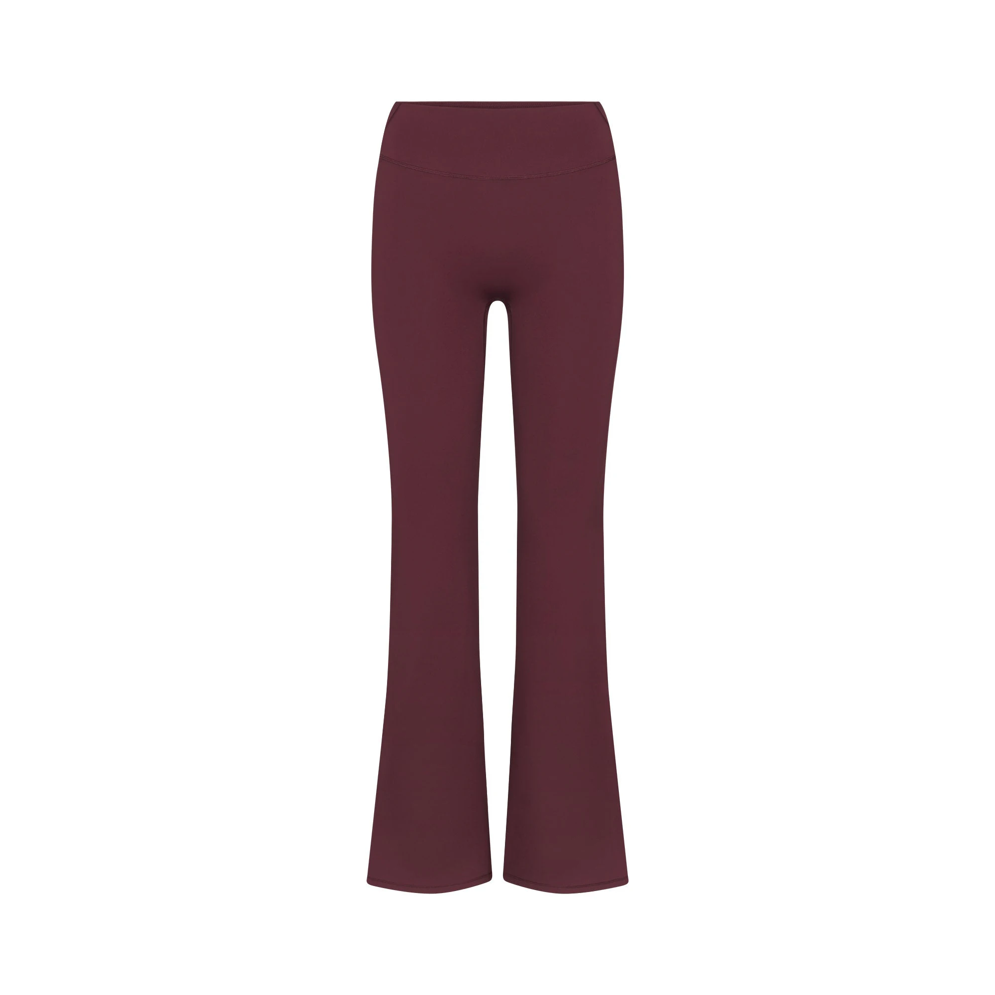 NikeSKIMS MATTE SLIM FLARE LEGGING | CURRANT FLAT ON A WHITE BACKGROUND | FLT