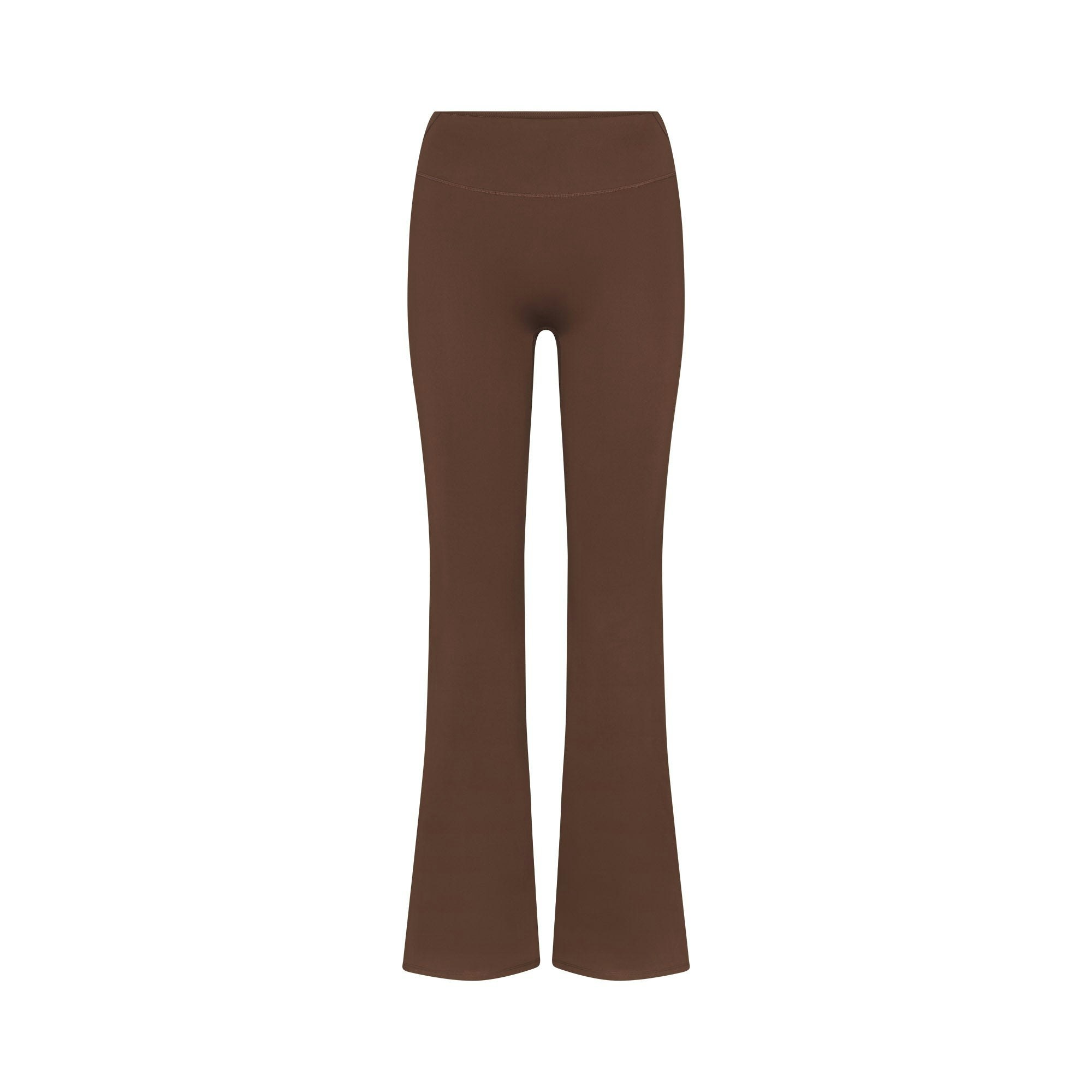 NikeSKIMS MATTE SLIM FLARE LEGGING | DARK SEPIA FLAT ON A WHITE BACKGROUND | FLT