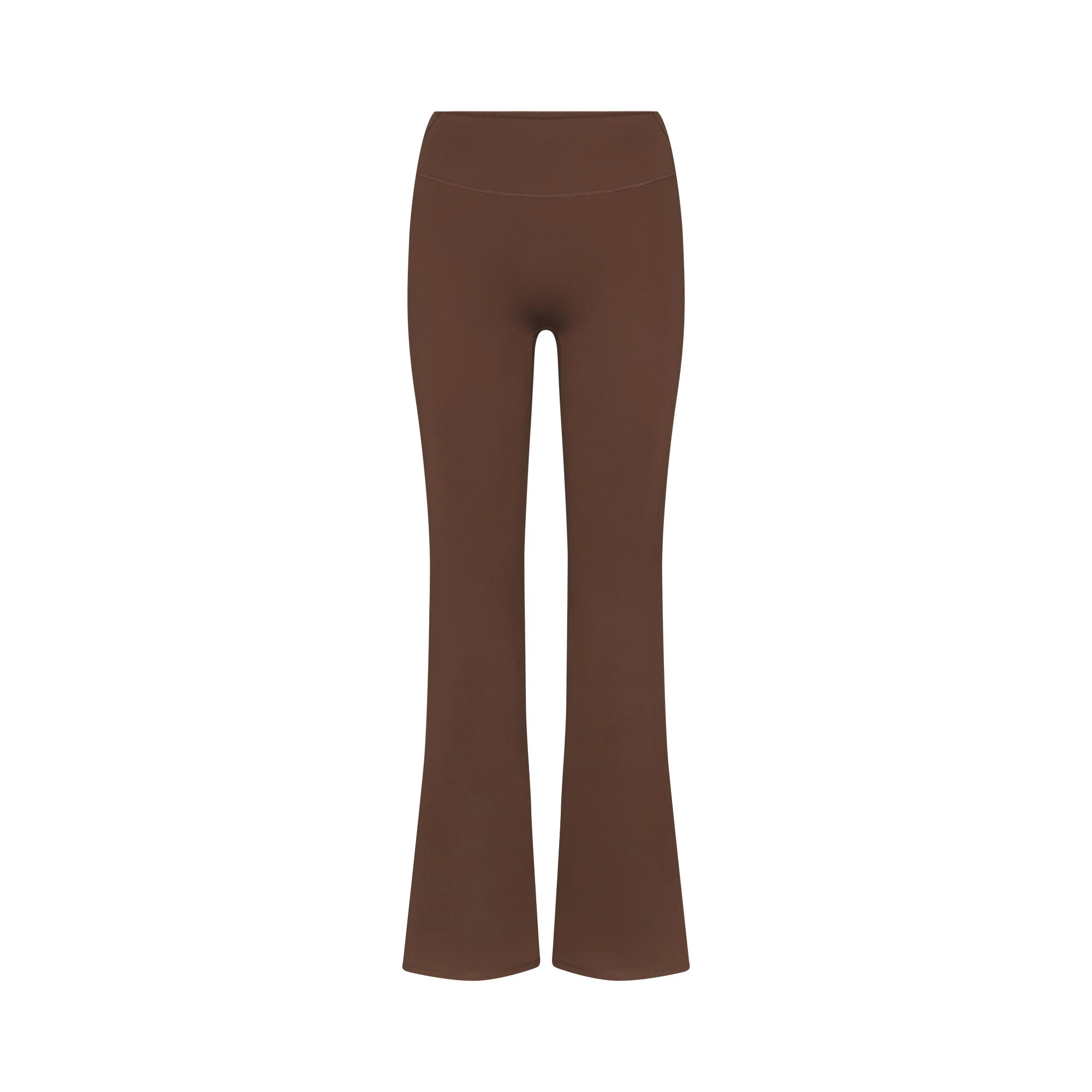 NikeSKIMS MATTE SLIM FLARE LEGGING | DARK SEPIA FLAT ON A WHITE BACKGROUND | FLT