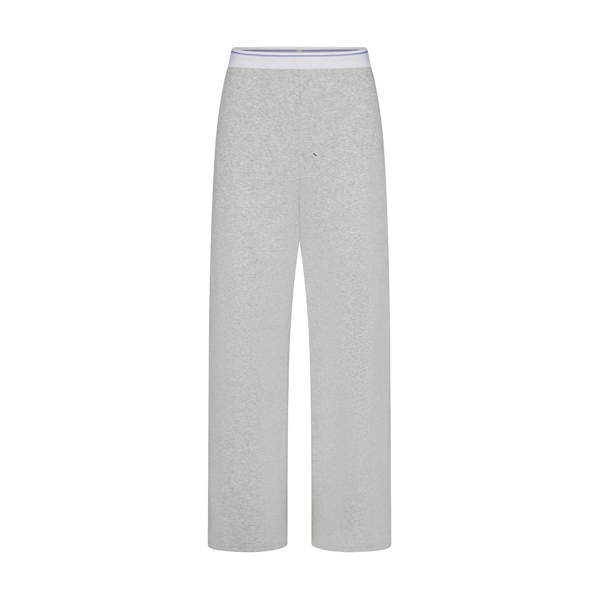 COTTON RIB STRAIGHT LEG PANT | LIGHT HEATHER GREY STRIPE | XXS
