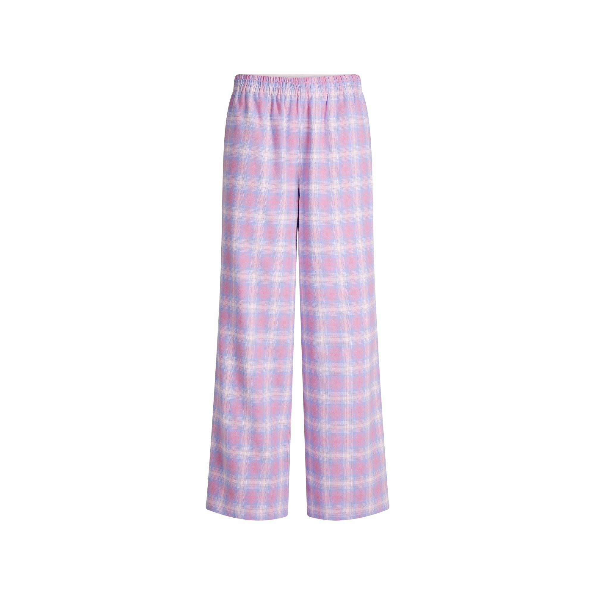 FLANNEL SLEEP OVERSIZED PANT | COTTON CANDY PLAID FLAT ON A WHITE BACKGROUND @ | FLT