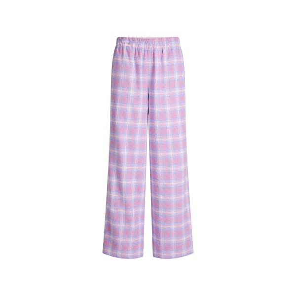 FLANNEL SLEEP OVERSIZED PANT | COTTON CANDY PLAID FLAT ON A WHITE BACKGROUND @ | FLT