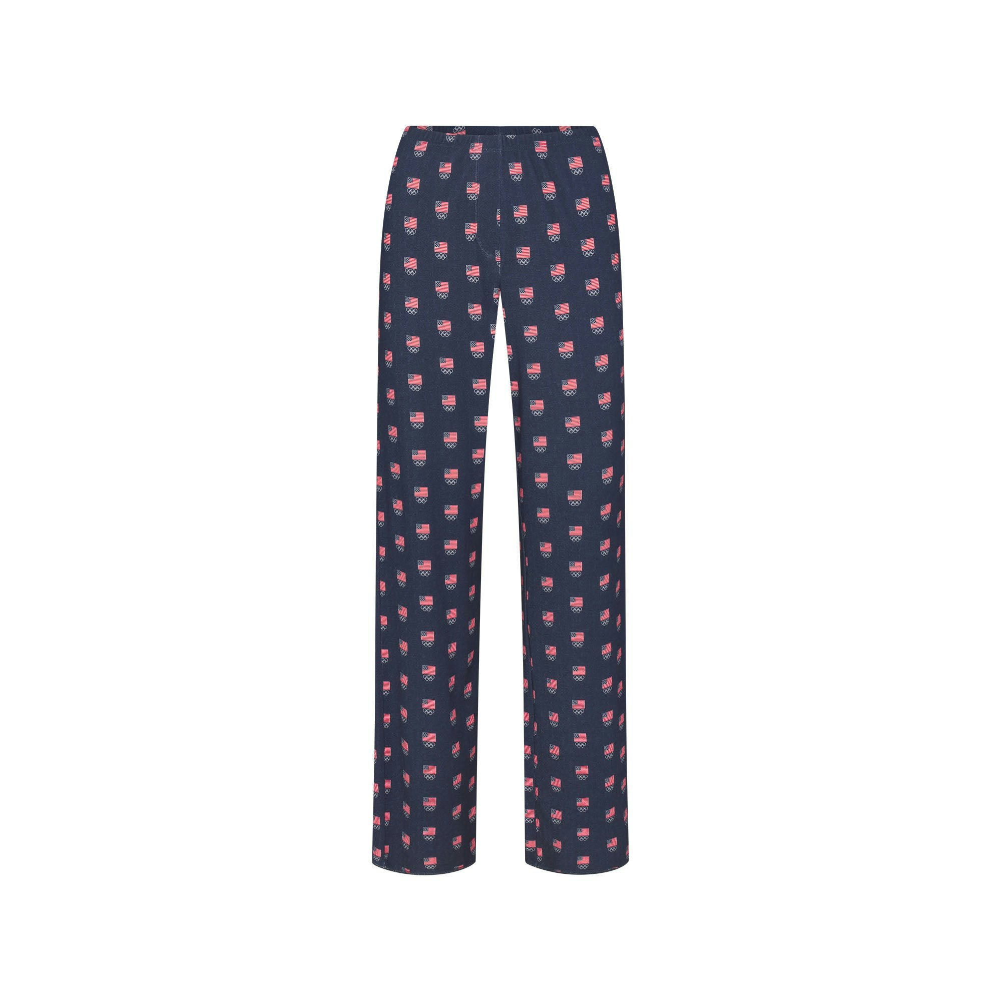 SKIMS FOR TEAM USA HEAVY POINTELLE OLYMPIC PANT | NAVYFLAT ON A WHITE BACKGROUND | FLT