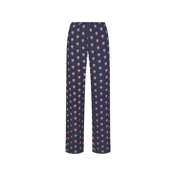 SKIMS FOR TEAM USA HEAVY POINTELLE OLYMPIC PANT | NAVYFLAT ON A WHITE BACKGROUND | FLT