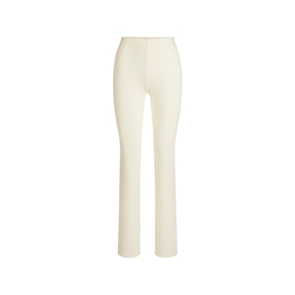 LIGHTWEIGHT MODAL STACKED PANT | ECRU FLAT ON A WHITE BACKGROUND | FLT