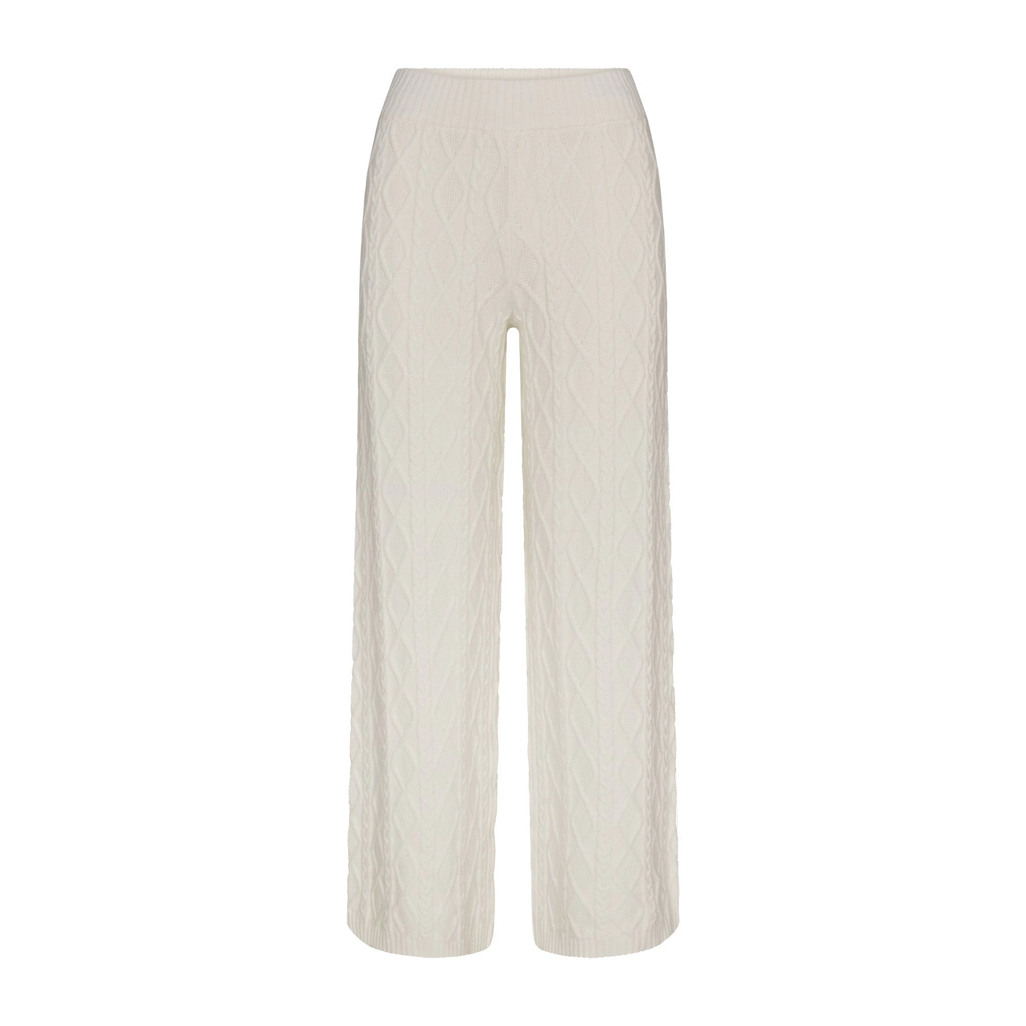 SWEATER KNIT STRAIGHT LEG PANT | IVORY FLAT ON A WHITE BACKGROUND | FLT