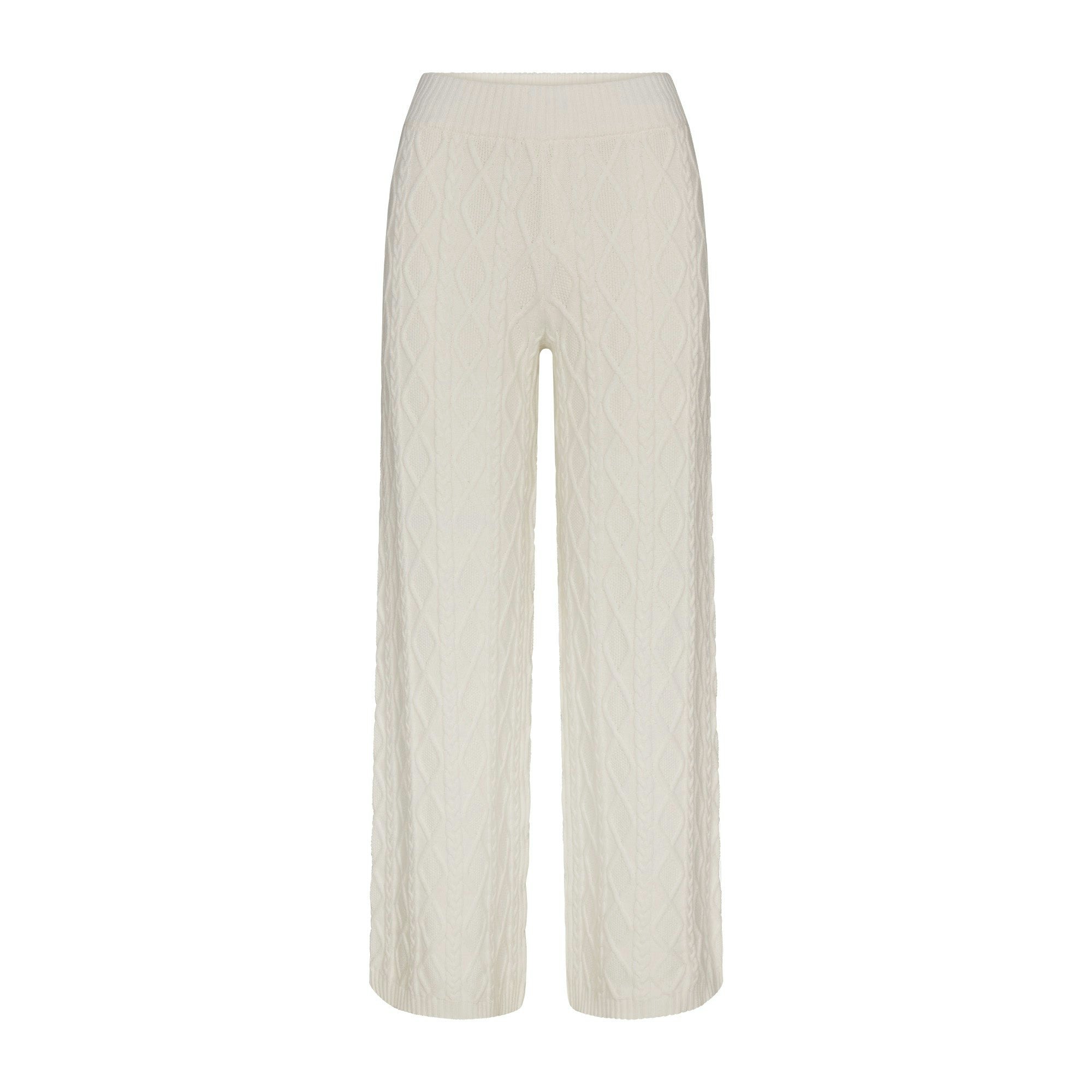 SWEATER KNIT STRAIGHT LEG PANT | IVORY FLAT ON A WHITE BACKGROUND | FLT