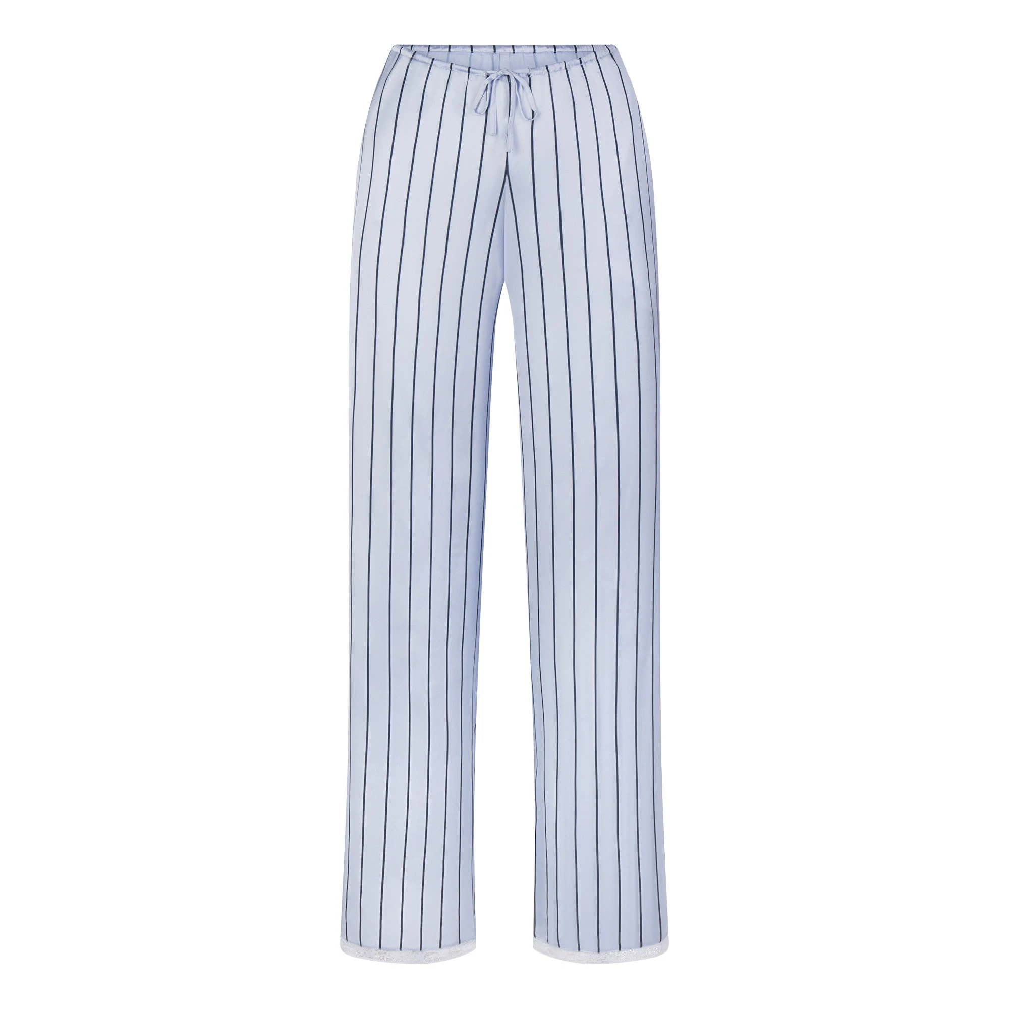 WOVEN SHINE LACE PANT | PERIWINKLE WIDE STRIPE FLAT ON A WHITE BACKGROUND | FLT