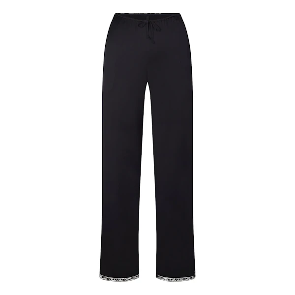 WOVEN SHINE LACE PANT | ONYX FLAT ON A WHITE BACKGROUND | FLT