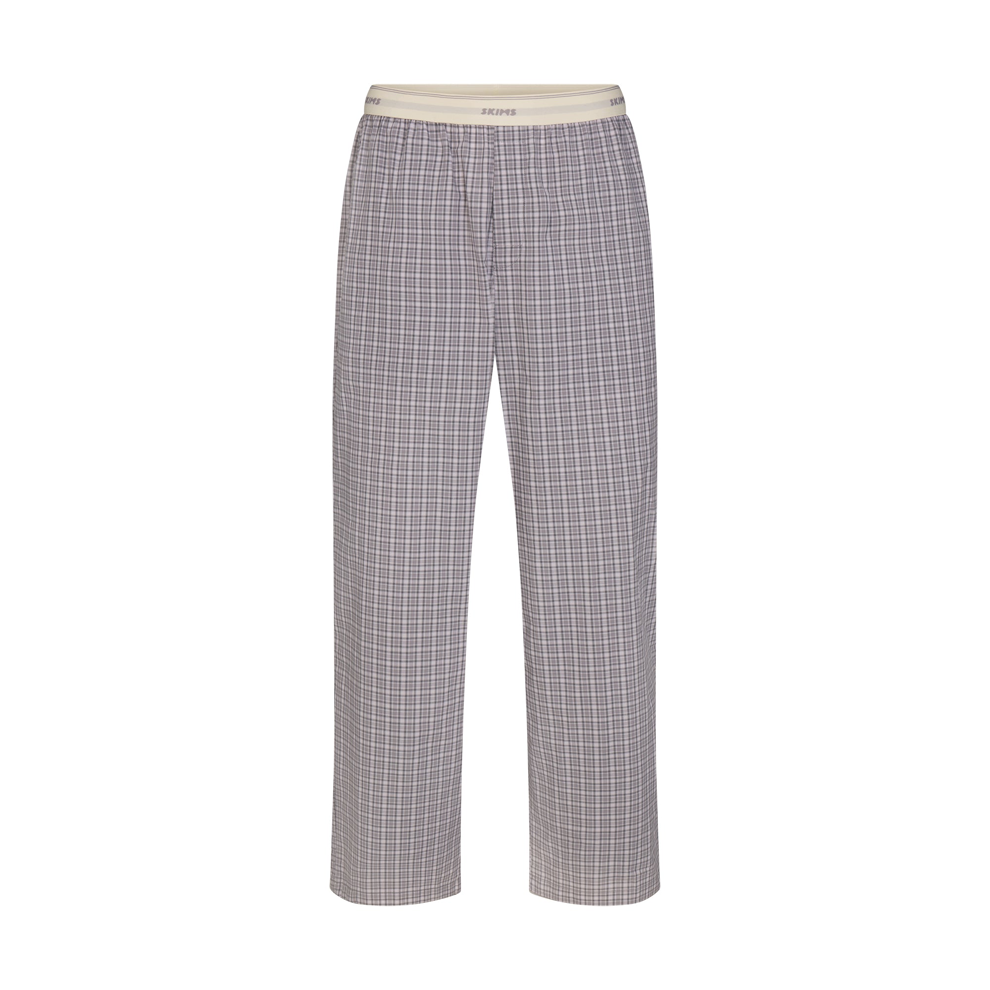 COTTON POPLIN MENS LOGO BAND SLEEP PANT | FULL MOON CHECK FLAT ON A WHITE BACKGROUND | FLT