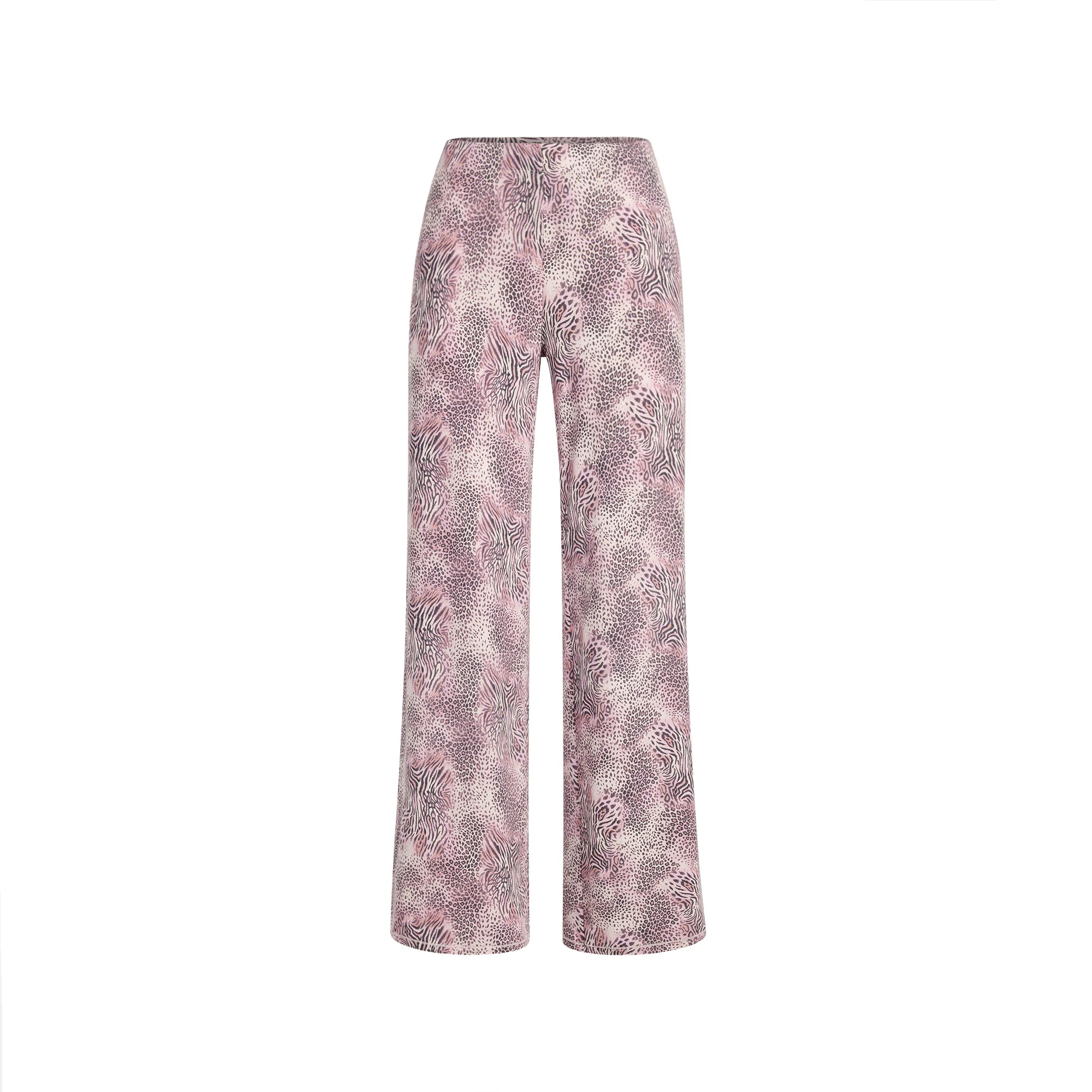 SKIMS SLEEP STRAIGHT LEG PANT | BLOOM MINI MULTI ANIMAL FLAT ON A WHITE BACKGROUND | FLT